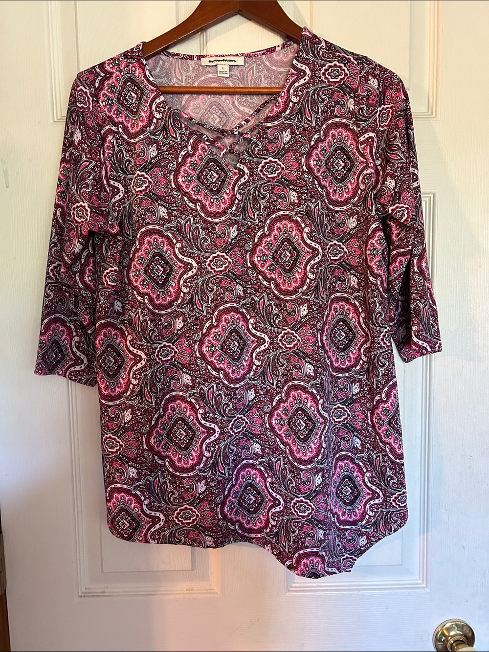 Studio Works Pink Paisley-Print Long Sleeve Tee